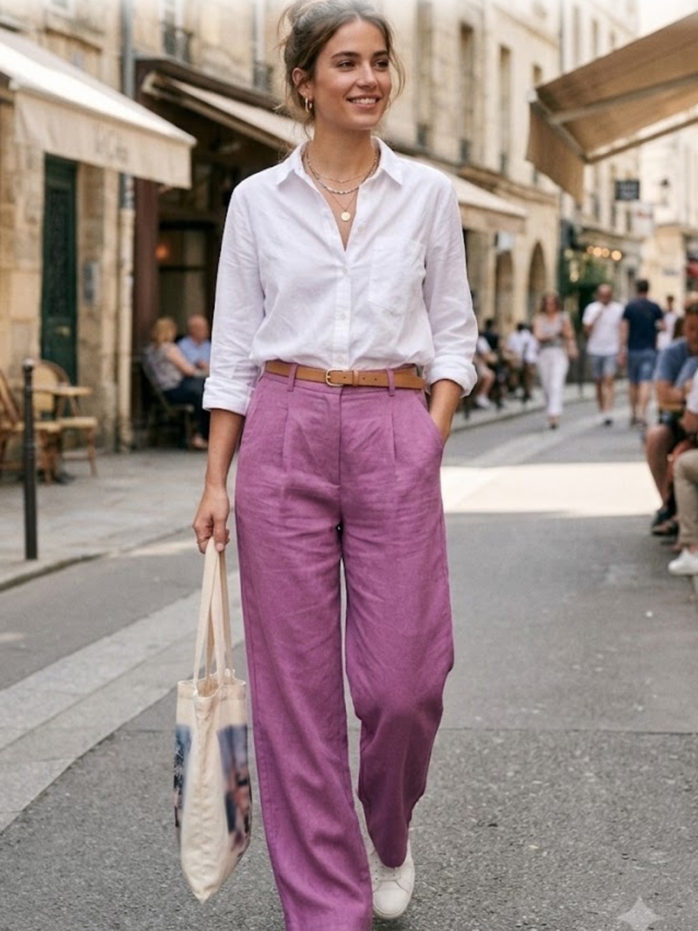 Abercrombie & Fitch Lavender Wide-Leg Linen Pants